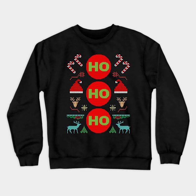 Ho Ho Ho Ugly Christmas sweater style design Crewneck Sweatshirt by Brobocop